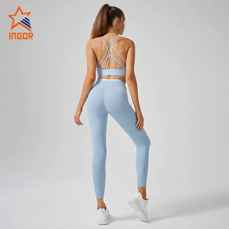 Ingor Sportswear ODM OEM Legging Supplier Custom Women Elastic Waistband Ribbed Fabric Legging