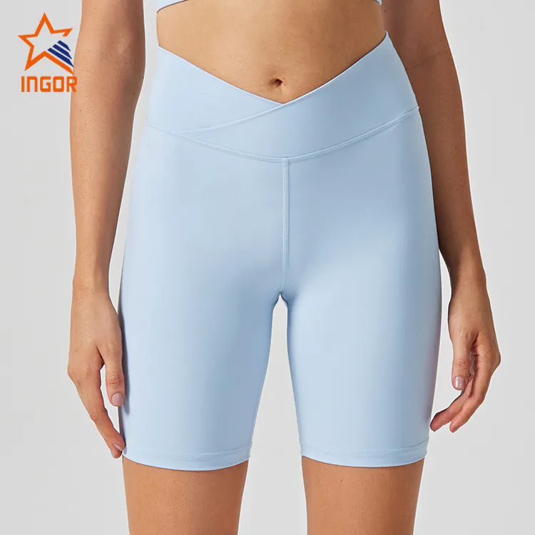 Ingorsports Leading Wholesale Gym Clothing Suppliers OEM ODM Women Cross Waistband Biker Shorts