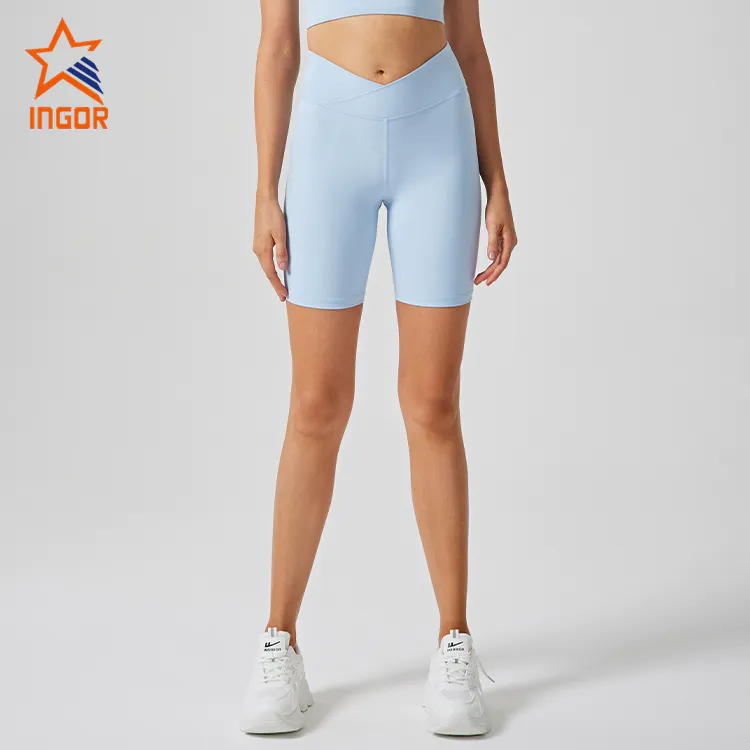 Ingorsports Leading Wholesale Gym Clothing Suppliers OEM ODM Women Cross Waistband Biker Shorts
