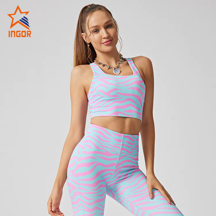 Ingorsports Wholesale Gym Clothes Manufacturer Custom Ribbed Sports Yoga Bra With Removable Padding