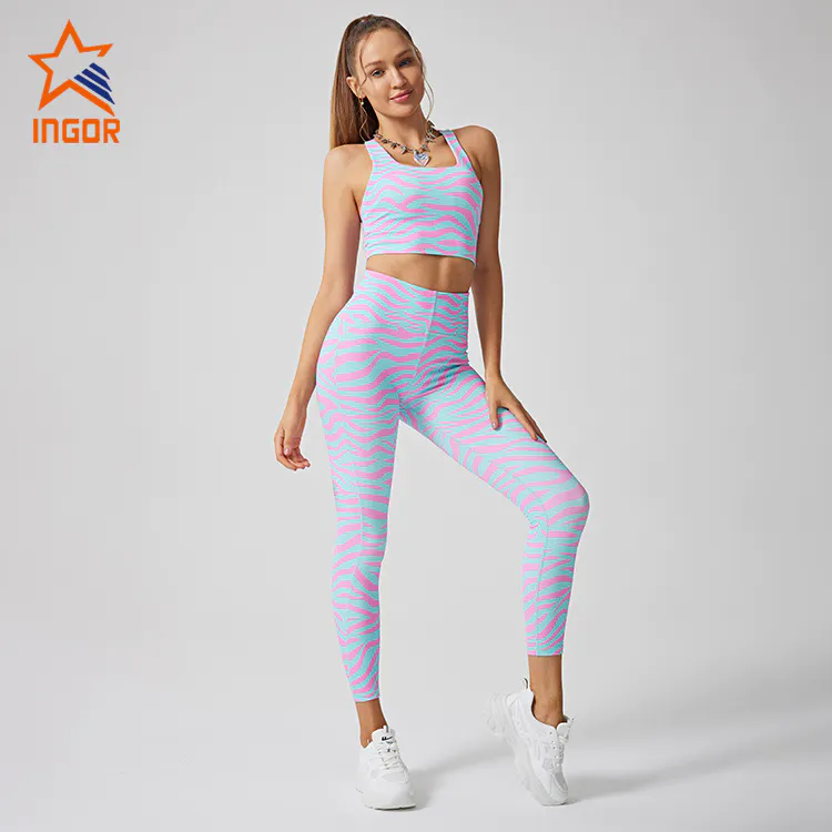 Ingorsports Private Label Athletic Wear Custom Women Sports Bra & Print Leggings Yoga Sets