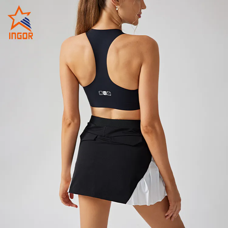 Ingor Sportswear Activewear Clothing Manufacturers Custom Women Tennis Wear Bra & Skirt Sets