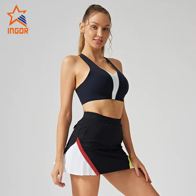 Ingor Sportswear Activewear Clothing Manufacturers Custom Women Tennis Wear Bra & Skirt Sets