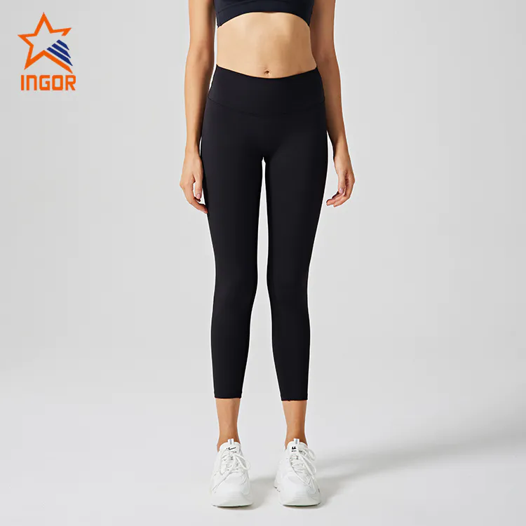 Ingor Sportswear Fitness Apparel Manufacturers No Front Seam Fleece Yoga Legging Pants