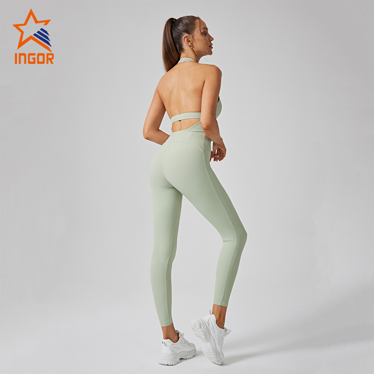 Ingor Sportswear Workout Clothing Manufacturers Women Halter One Piece Yoga Jumpsuits