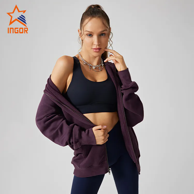 Ingorsports Workout Clothing Manufacturers Activewear Custom Women Zipper Up Hoodies