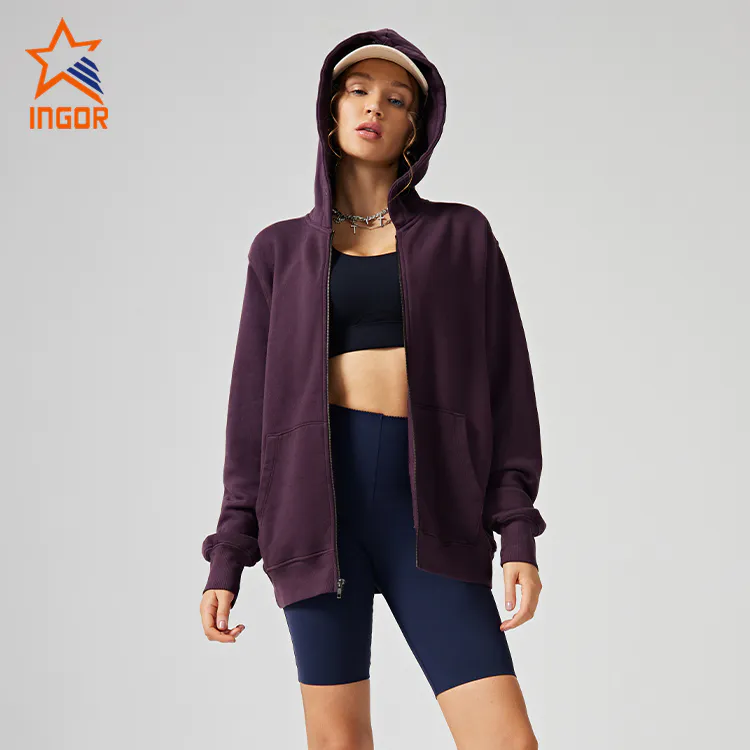 Ingorsports Workout Clothing Manufacturers Activewear Custom Women Zipper Up Hoodies