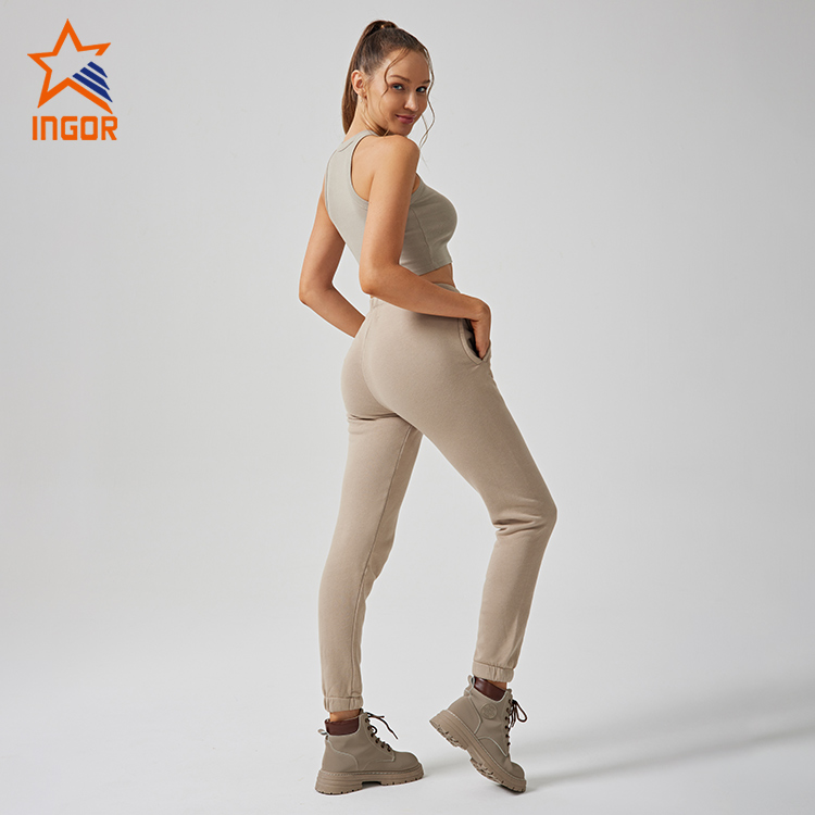 Ingorsports Workout Clothes Manufacturers Custom Women Crop Tank Top & Jogger Pants Sets