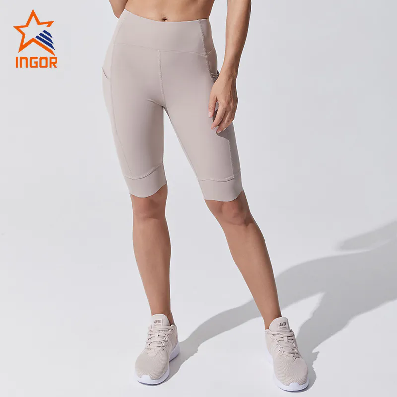 Ingorsports OEM ODM Custom Women Tie Dye Honeycomb Textured Sports Shorts With Pocket