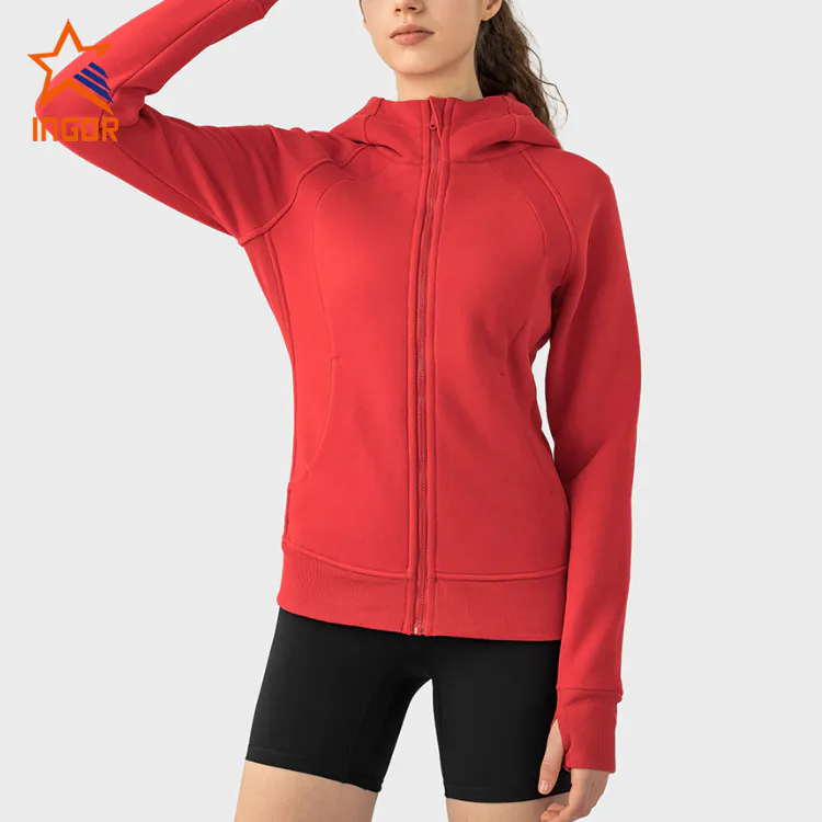 Ingorsports Women Workout Gym Wear Sports Jacket With Zip-up For Autumn