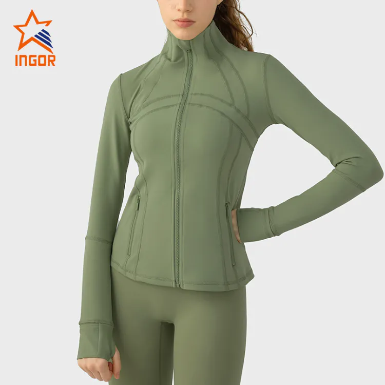 Ingorsports Absorbs Sweat Breathable Colorblock Zipper Sports Jacket