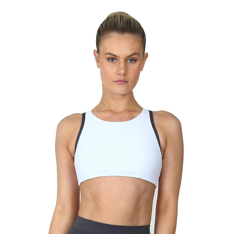 2020 Neue Trends High Neck Frauen Yoga Sport BH Weiß Sonderanfattigter Logo