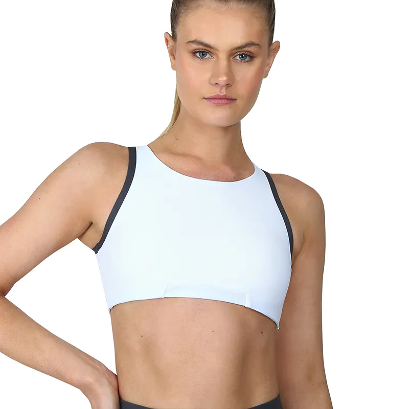 2020 Neue Trends High Neck Frauen Yoga Sport BH Weiß Sonderanfattigter Logo