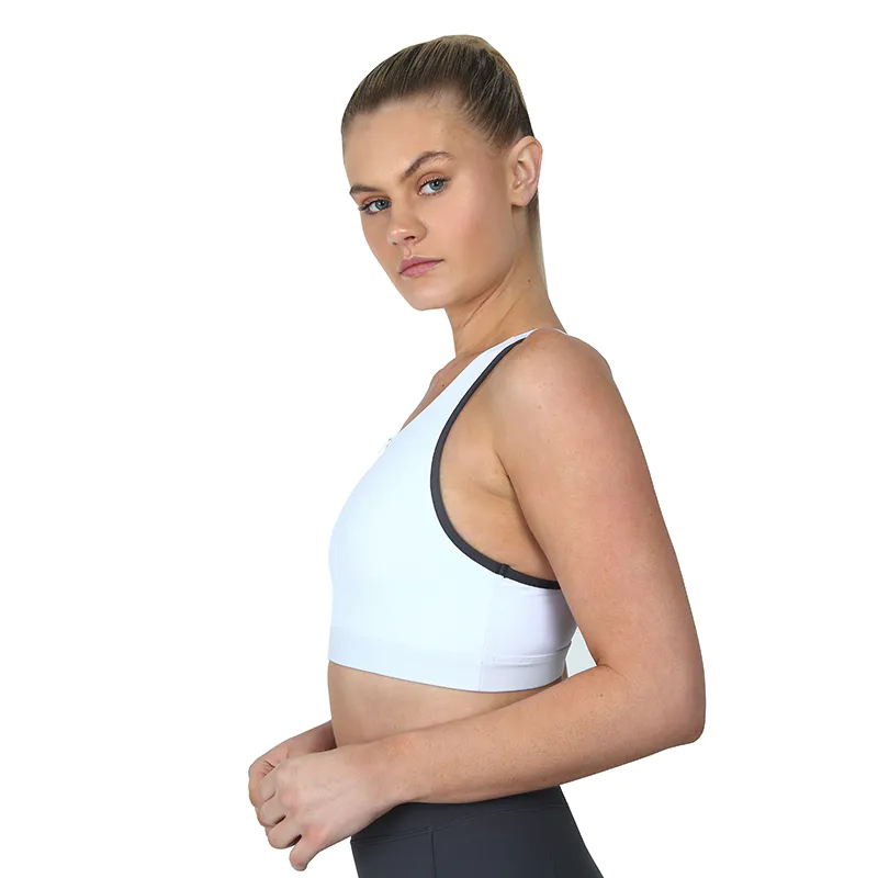 Vente en gros zip frontal vierge du sport yoga top femmes de dos récolte coureur-gorge soutien