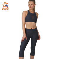 ODM Workout Yoga Set Women Racer Back Mesh Sexy High Impact Sports Bra And Yoga Pants Set