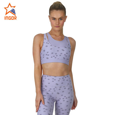 Custom Polyester Fitness 2 Piece Sublimation Print Women Yoga Gym Wear Sports Bra Leggings Sets
