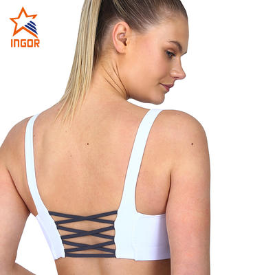 Customize Nude Fitness Wear Ladies Athletic Push Up Scoop Neck Sexy Strappy Plain Gym Womens Sports Bra