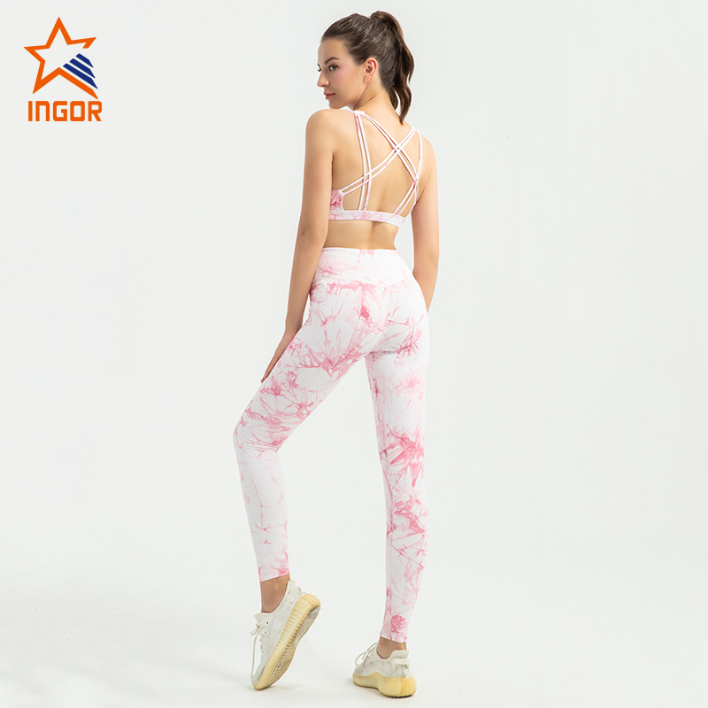 2020 strappy sports bra women yoga apparel tie dye yoga leggings set