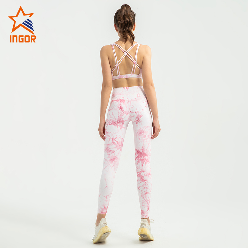 Ingorsports Strappy Sports BH Dames Yogakleding Tie Dye Yoga-leggingset
