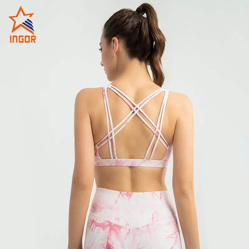 Ingorsports strappy sports bra women yoga apparel tie dye yoga leggings set
