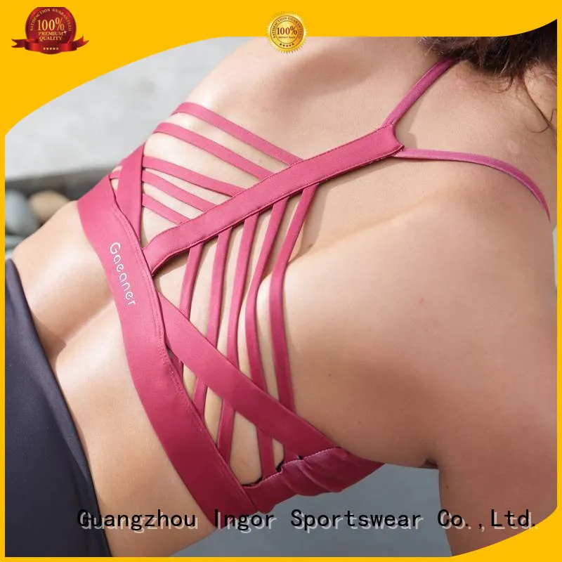 strap pink running INGOR Brand colorful sports bras factory