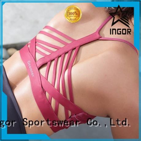 INGOR Brand front strappy colorful sports bras white